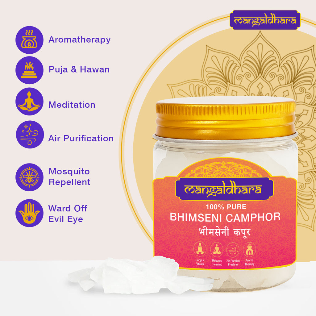 Mangaldhara 100% Pure Bhimseni Camphor – 55g (Premium Natural Kapoor)