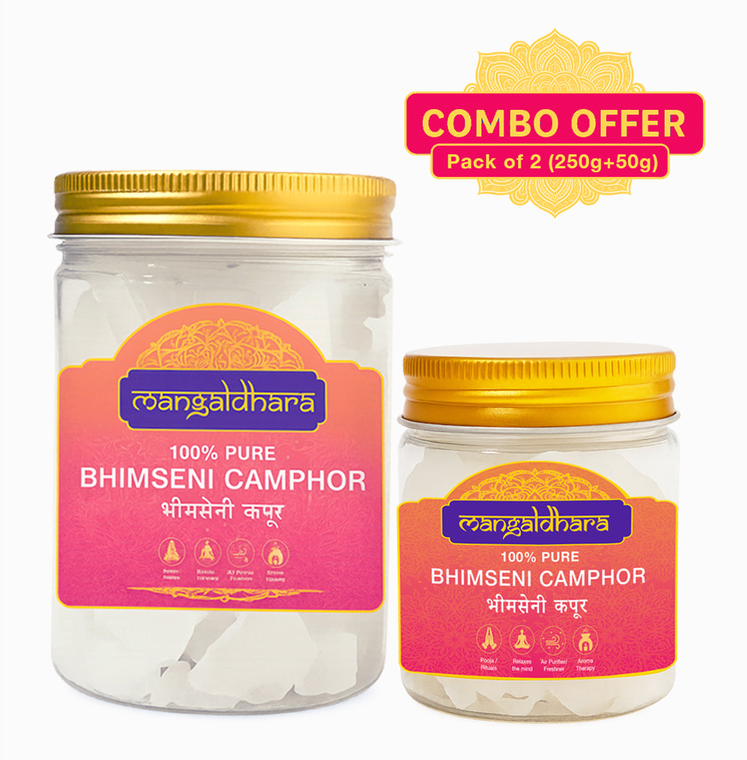 Mangaldhara Pack of 2 (250g + 55g) | 100% Pure Bhimseni Camphor